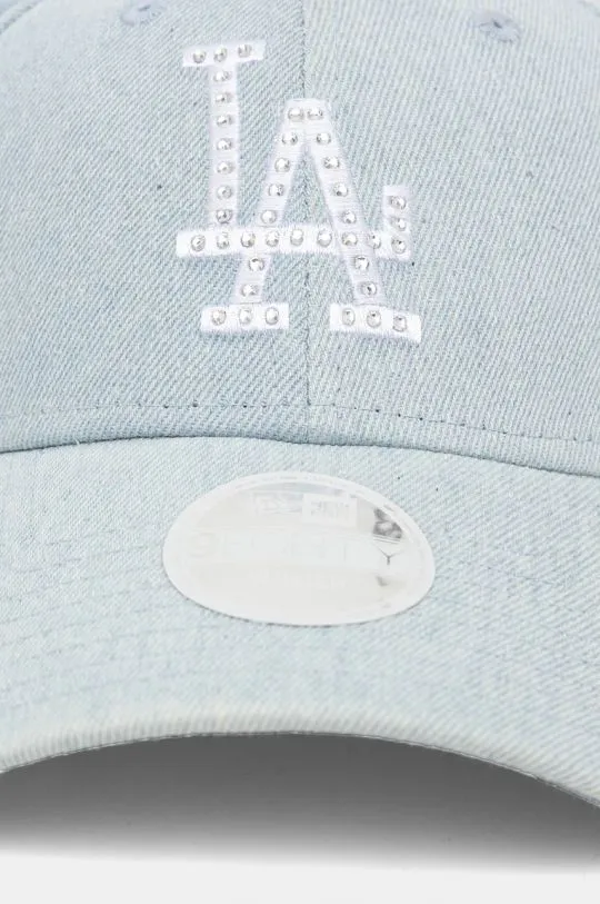 New Era cotton baseball cap DIAMANTE DENIM 9FORTY® LOS ANGELES DODGERS blue color with an application 60565484