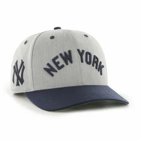 New York Wordmark Cooperstown Green Undervisor Side Patch Retro Snapback Hat | Gray Snapback