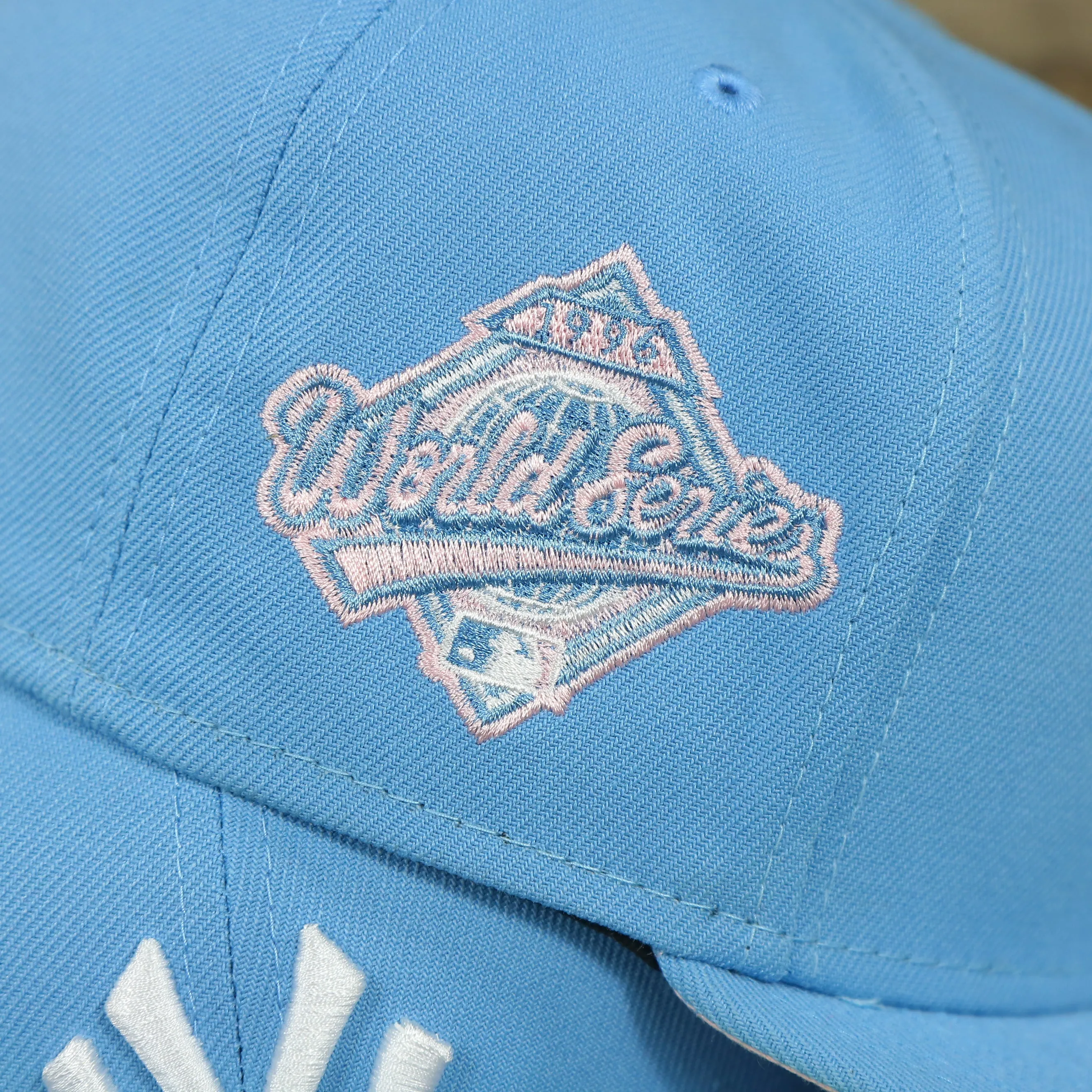 New York Yankees 1996 World Series Patch Pink Bottom 59Fifty Fitted Cap | Light Blue