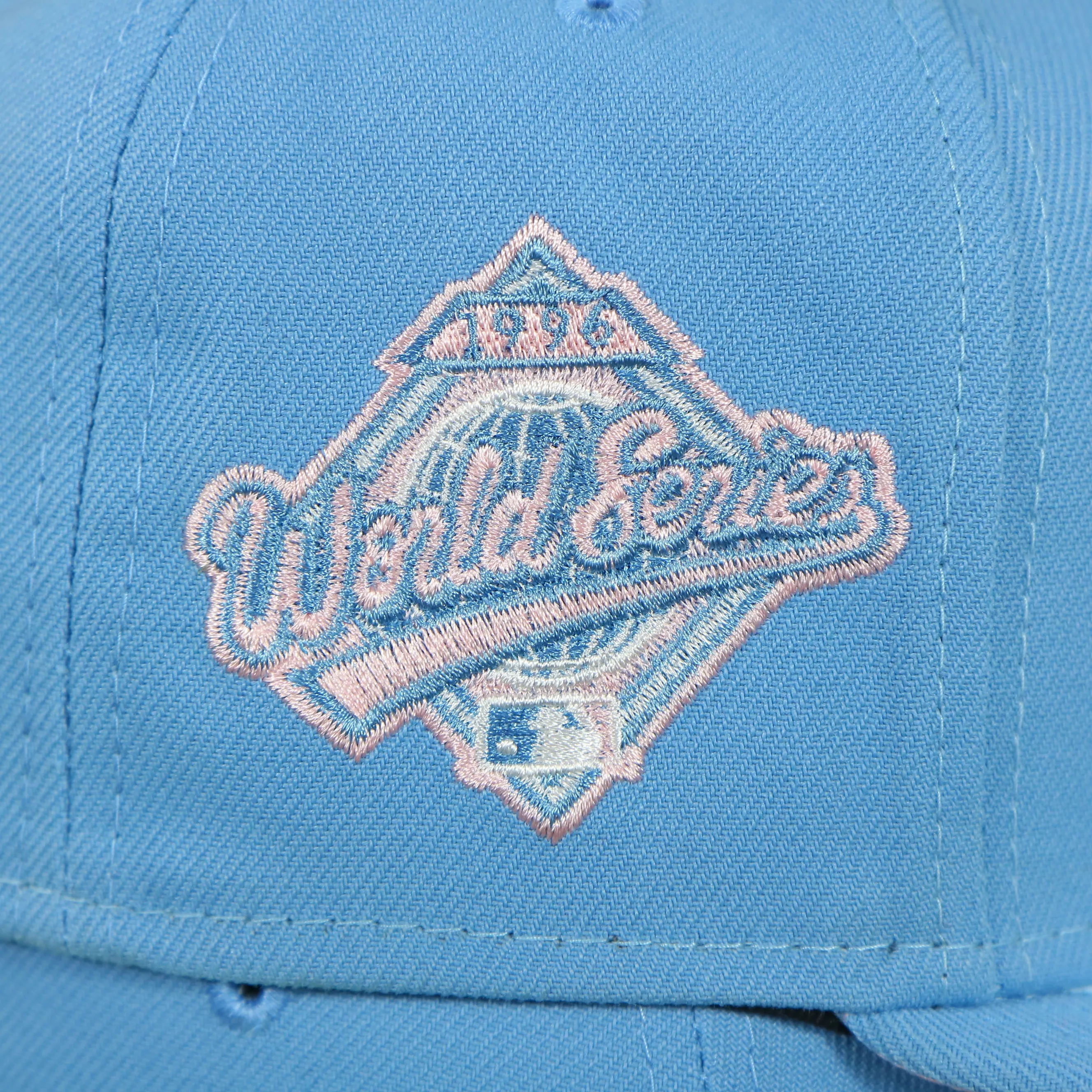 New York Yankees 1996 World Series Patch Pink Bottom 59Fifty Fitted Cap | Light Blue