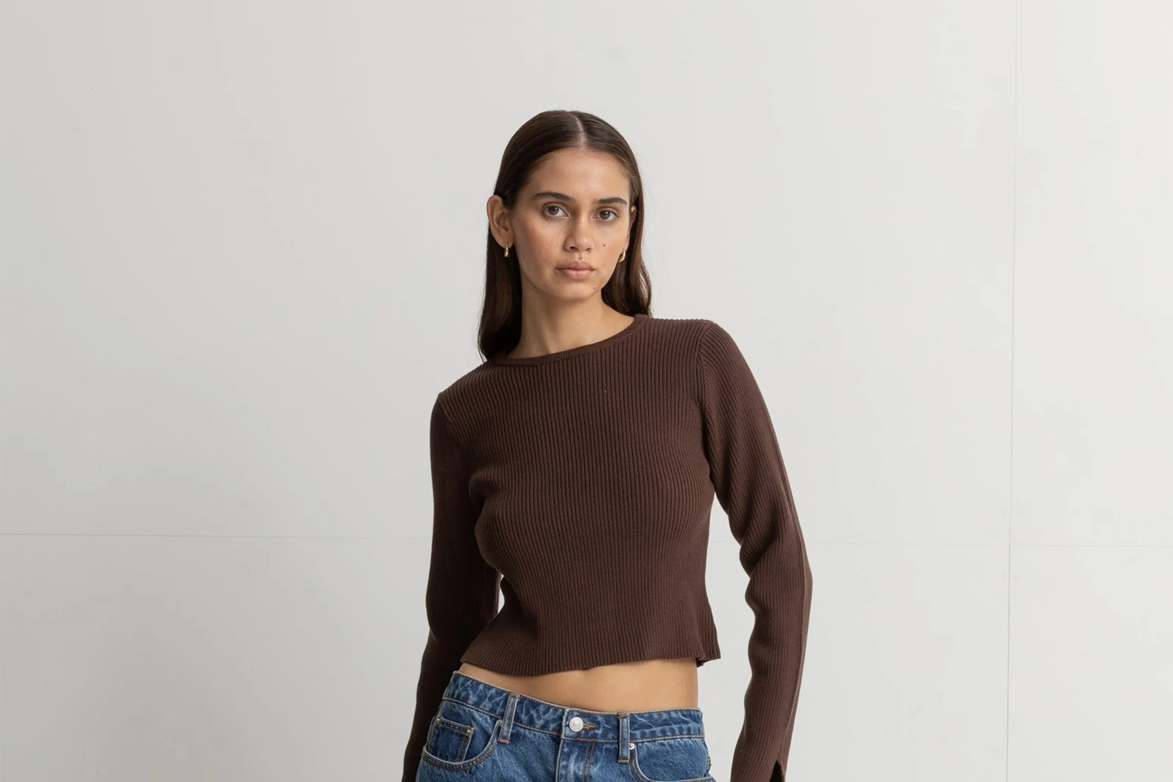 Noemie Knit Long Sleeve Top Chocolate