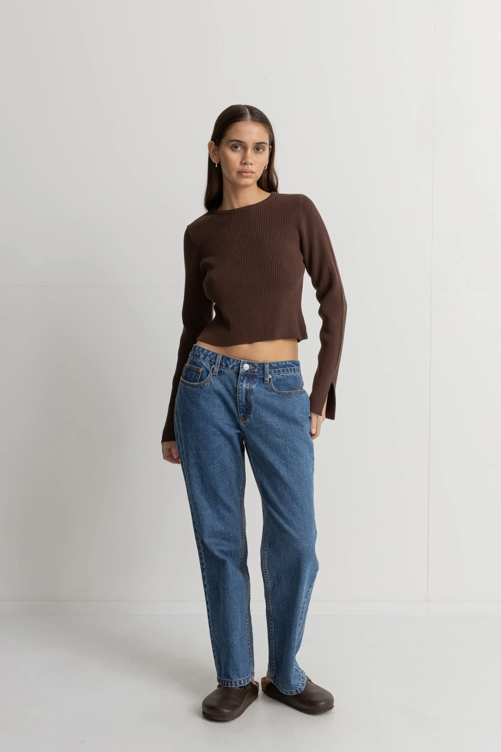 Noemie Knit Long Sleeve Top Chocolate