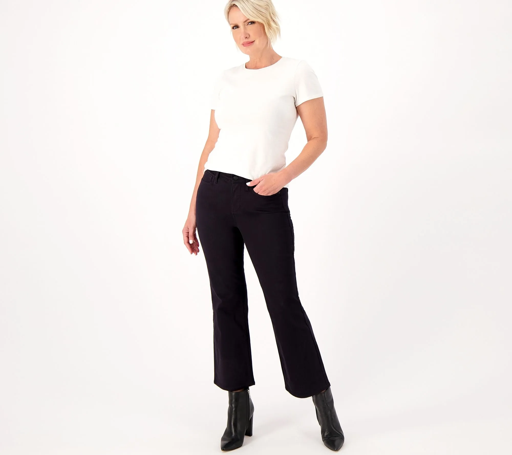 NYDJ Relaxed Flare Stretch Sateen Pants- Black Pearl