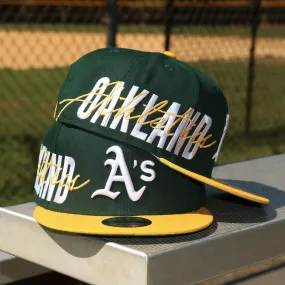 Oakland Athletics MLB Side Font Green Bottom 9Fifty Snapback Cap | Black Snap Cap