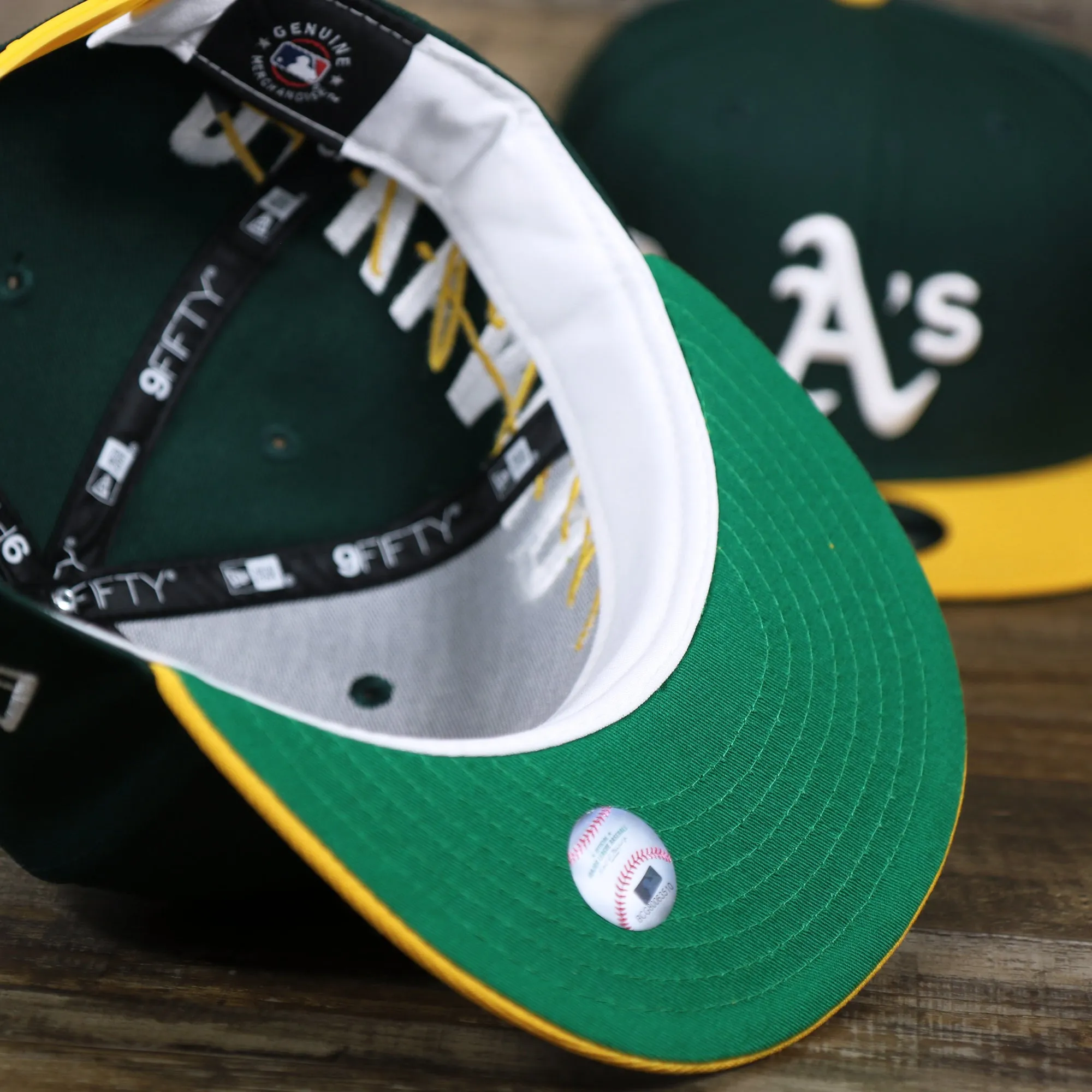 Oakland Athletics MLB Side Font Green Bottom 9Fifty Snapback Cap | Black Snap Cap