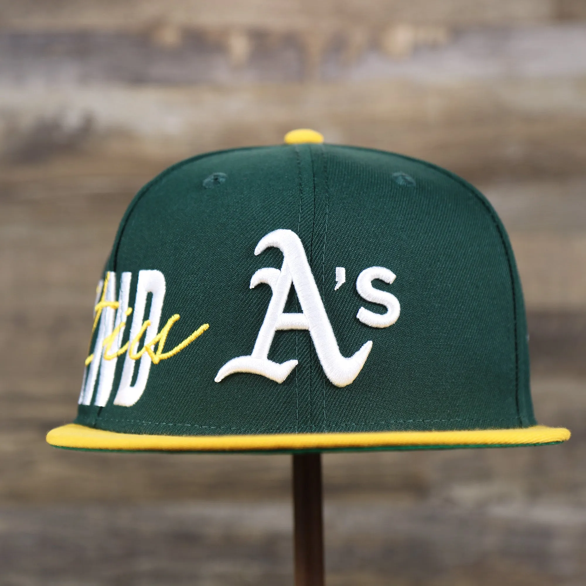 Oakland Athletics MLB Side Font Green Bottom 9Fifty Snapback Cap | Black Snap Cap