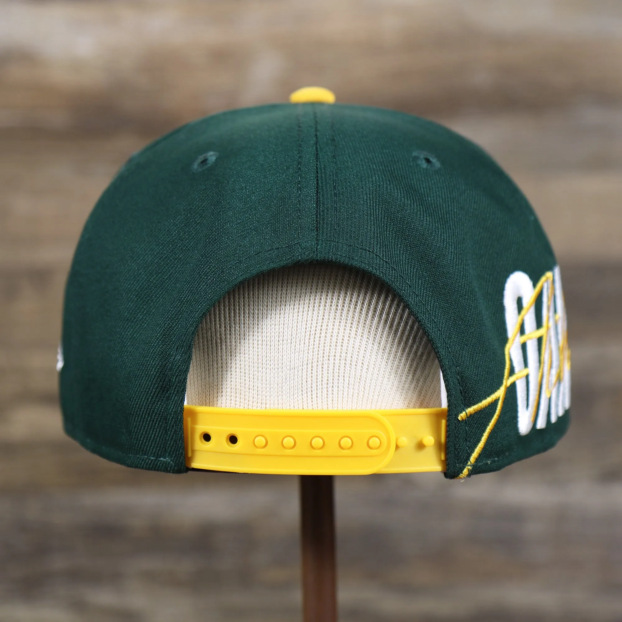 Oakland Athletics MLB Side Font Green Bottom 9Fifty Snapback Cap | Black Snap Cap