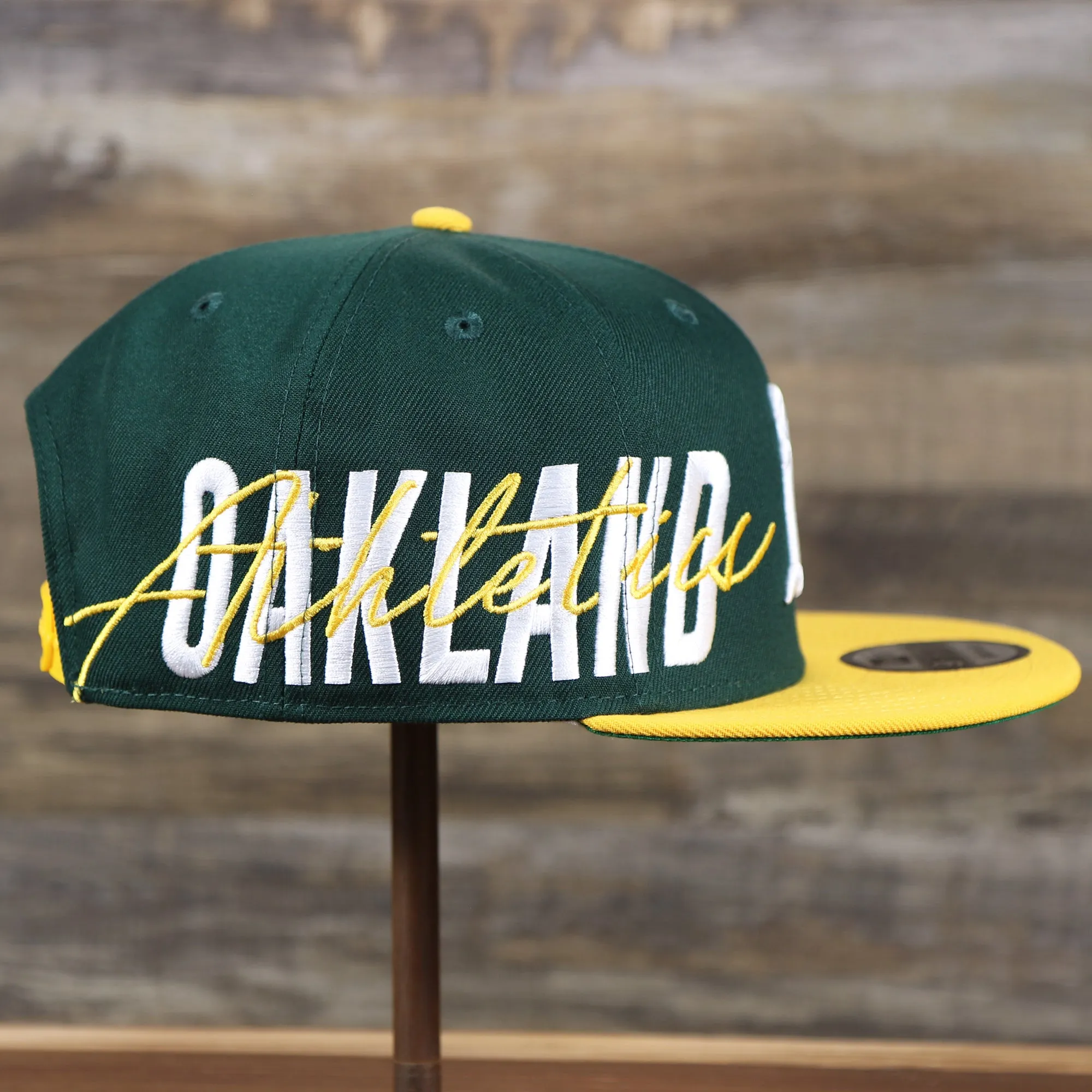 Oakland Athletics MLB Side Font Green Bottom 9Fifty Snapback Cap | Black Snap Cap