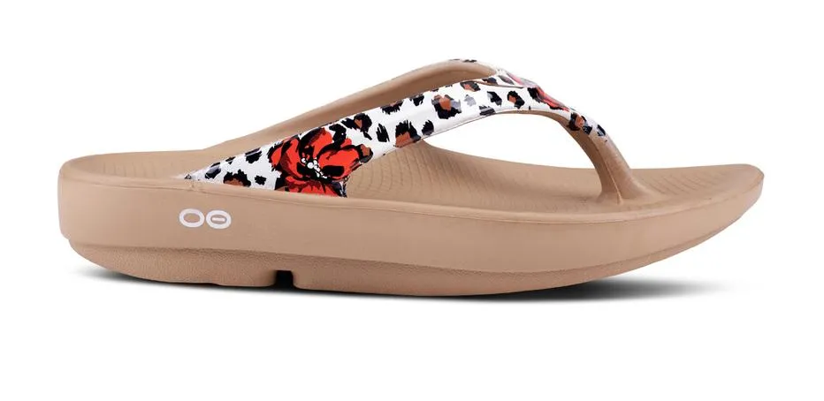 Oofos Womens Oolala Limited Sandal- Leopard Flora