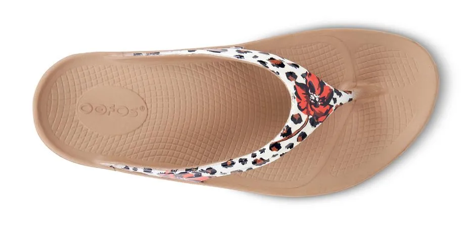 Oofos Womens Oolala Limited Sandal- Leopard Flora