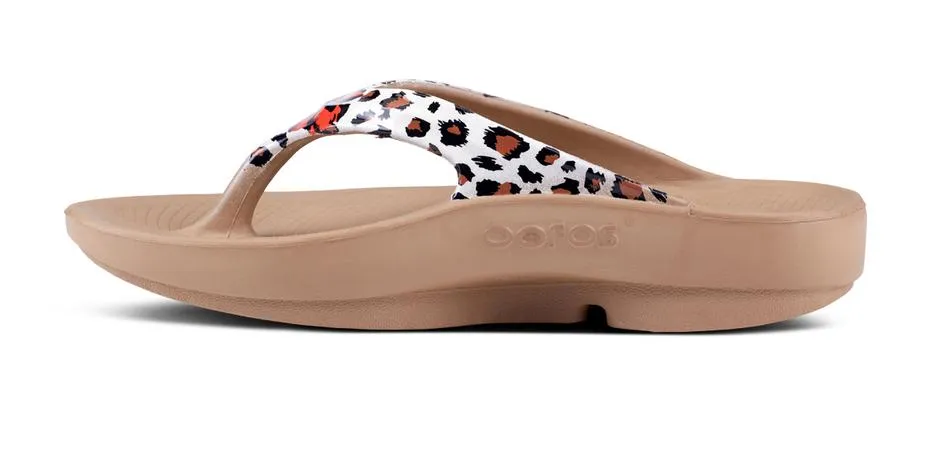 Oofos Womens Oolala Limited Sandal- Leopard Flora