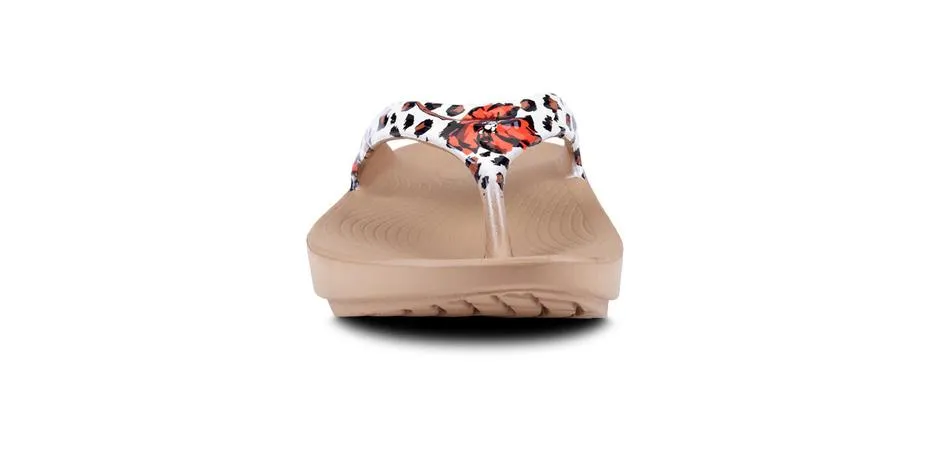 Oofos Womens Oolala Limited Sandal- Leopard Flora