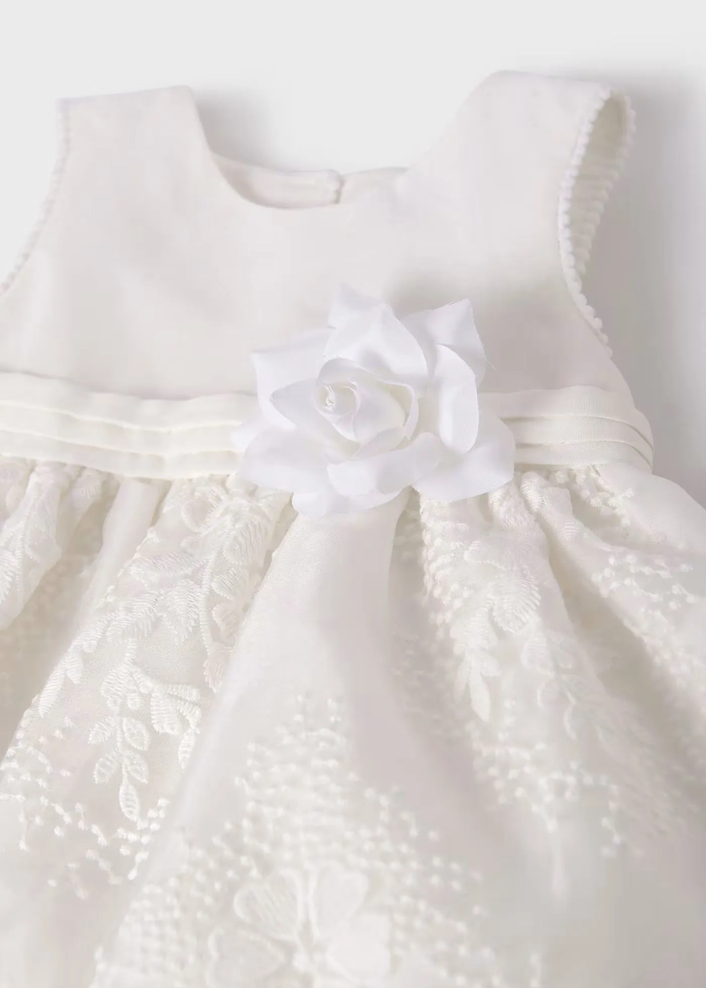 Organza embroidered dress - Cream