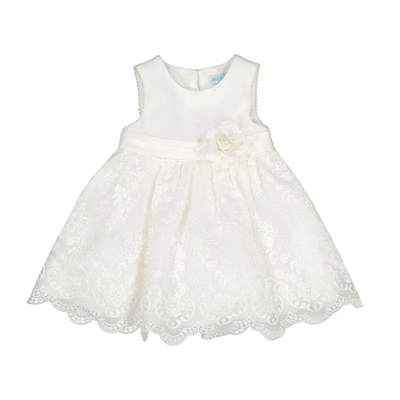 Organza embroidered dress - Cream