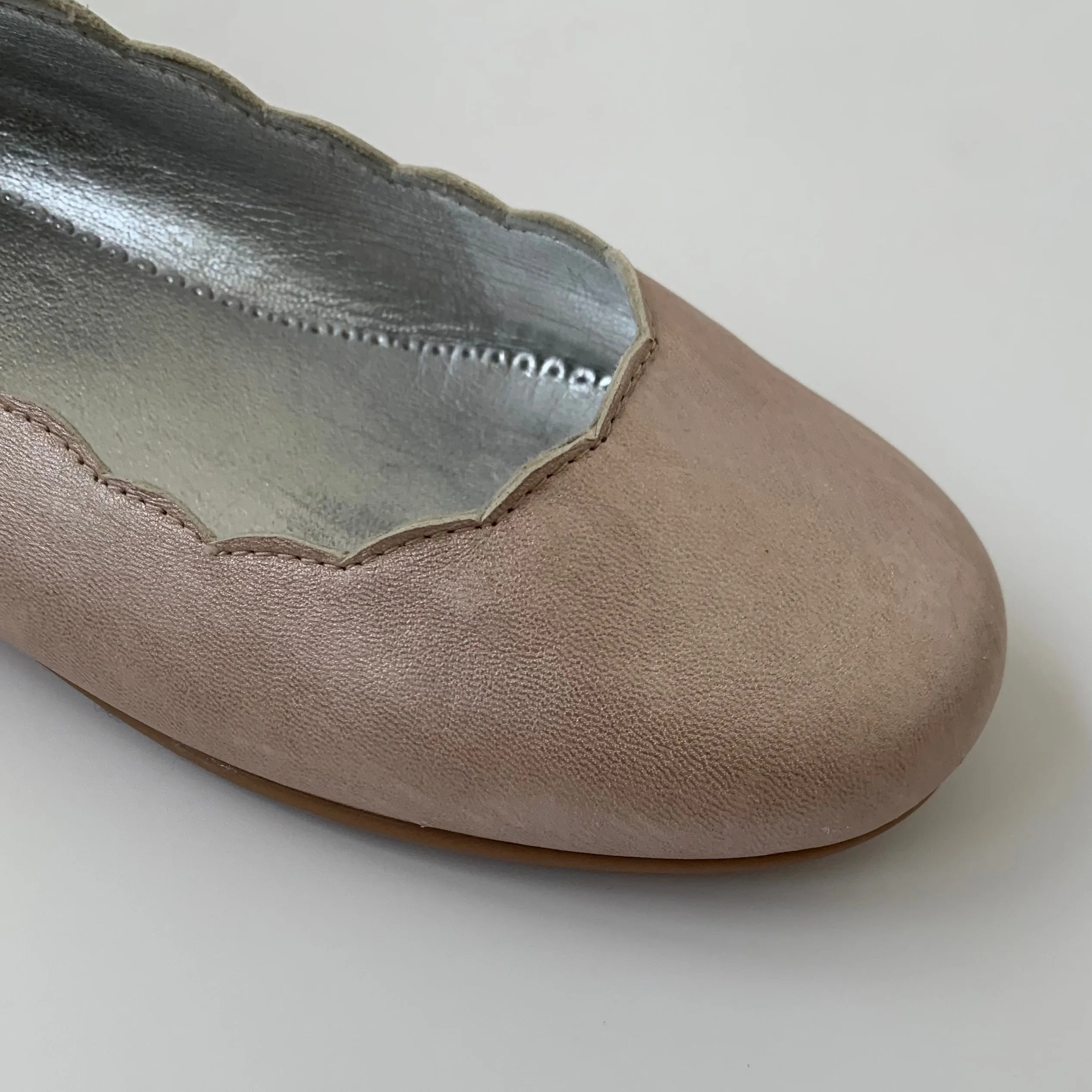 Papouelli Metallic Pink Ballerina Shoes: Size EU 33