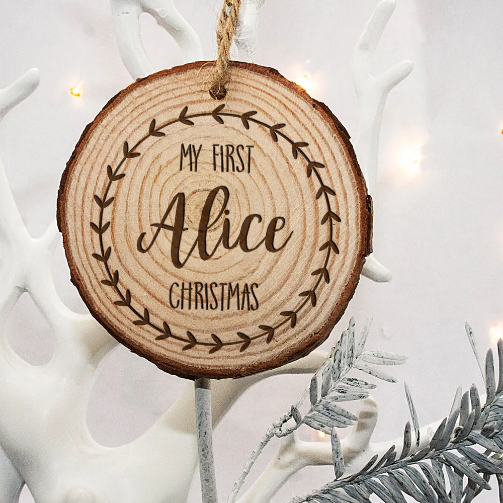 Personalised Engraved Baby's First Christmas Tree Decoration