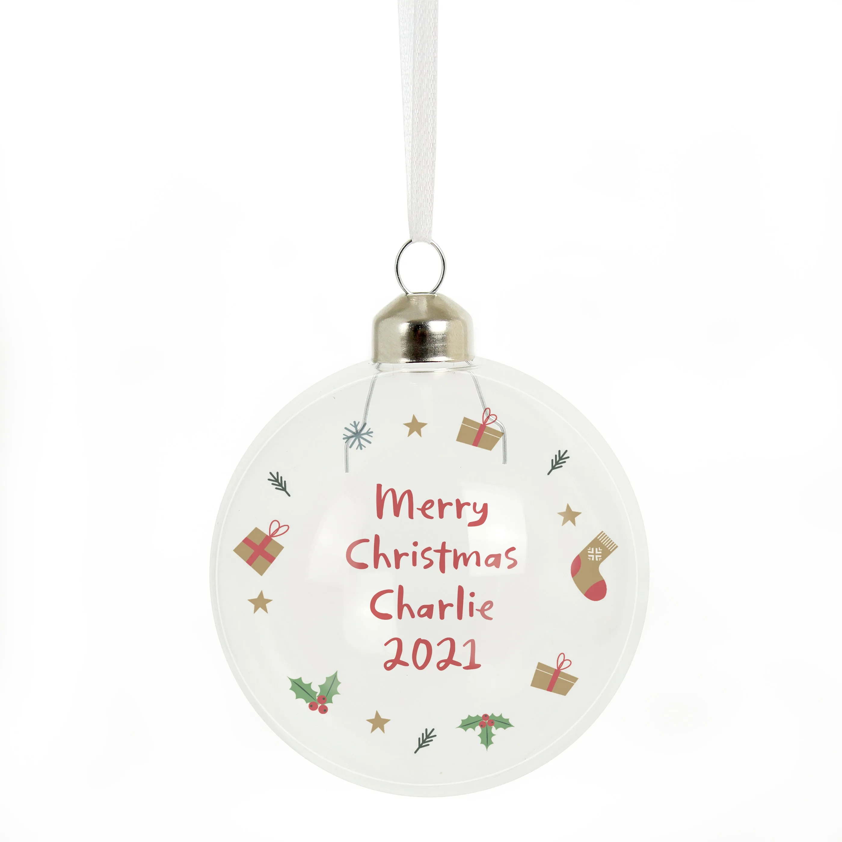 Personalised First Christmas Glass Bauble