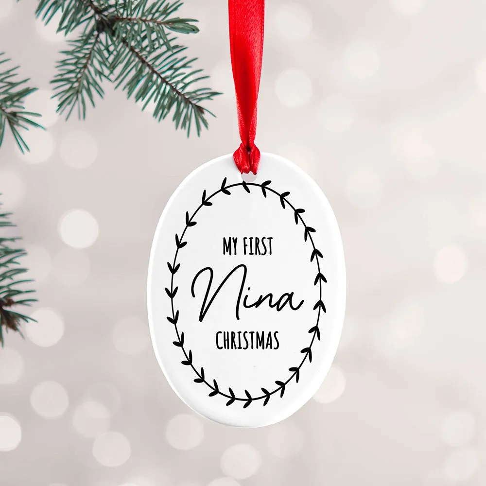 Personalised First Christmas Wreath Decoration