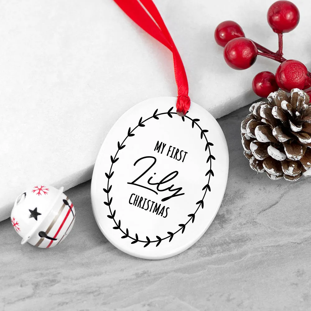 Personalised First Christmas Wreath Decoration