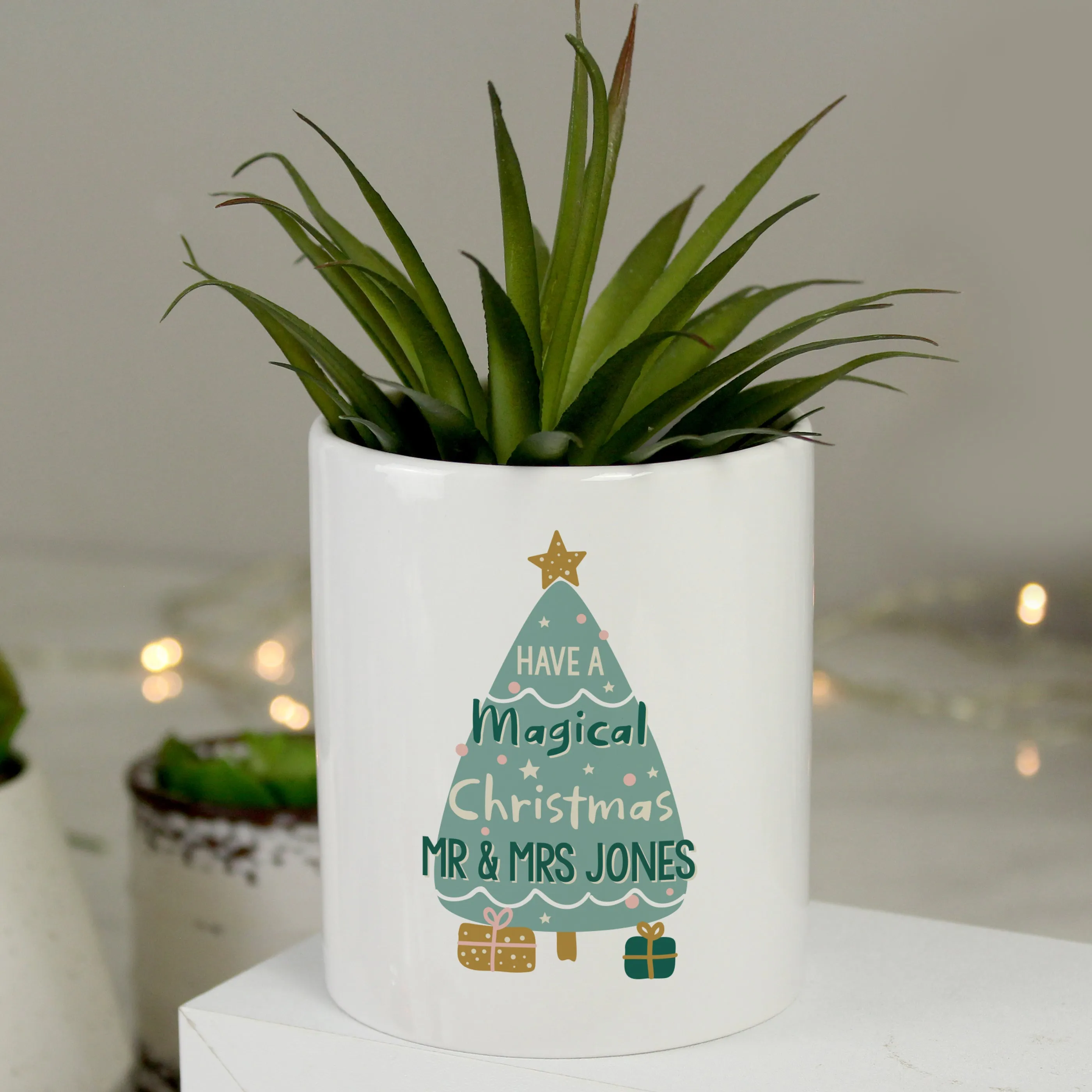 Personalised Have A Magical Christmas Ceramic Plant Pot