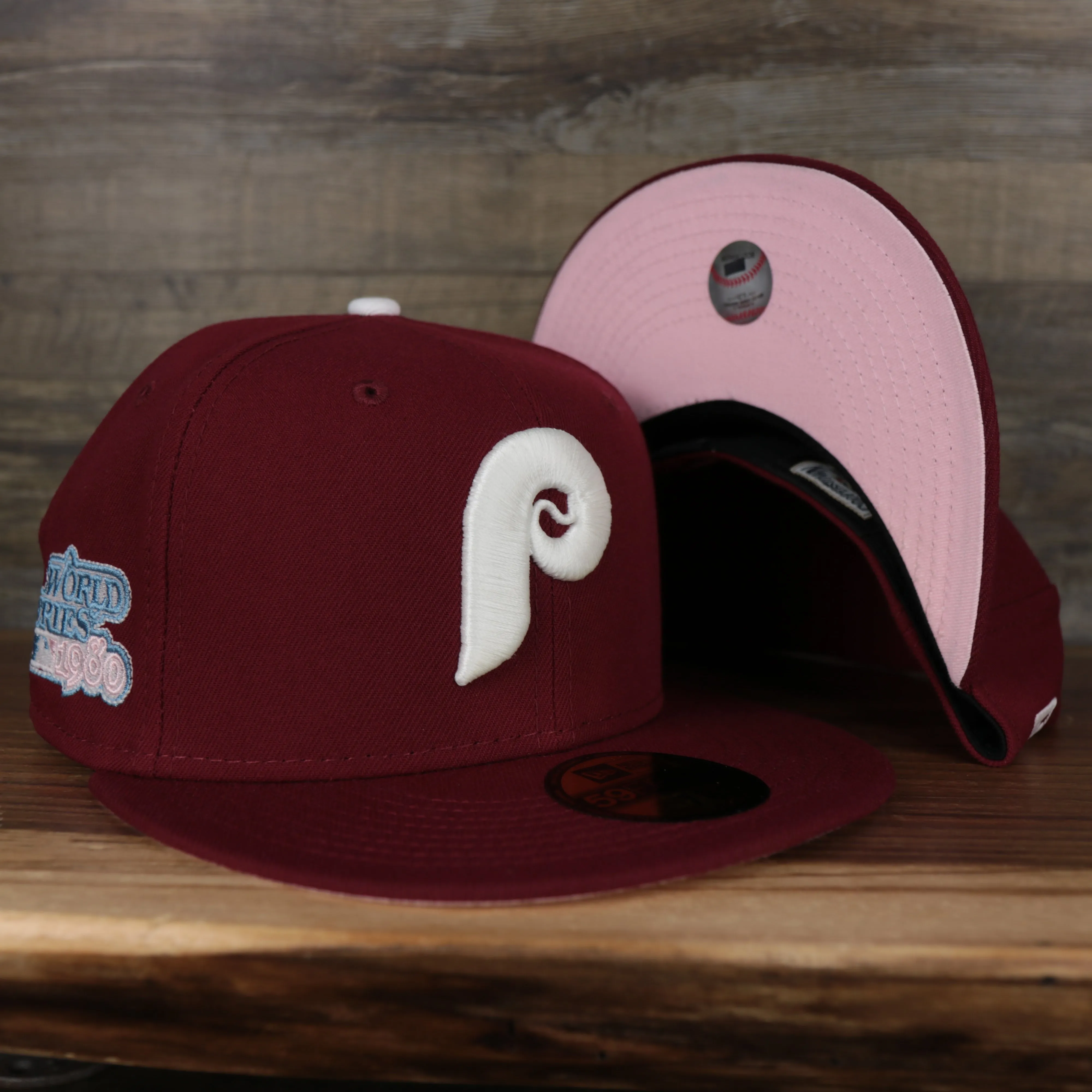 Philadelphia Phillies 1980 World Series Glow In The Dark Pink Brim 59fifty Cap | Maroon