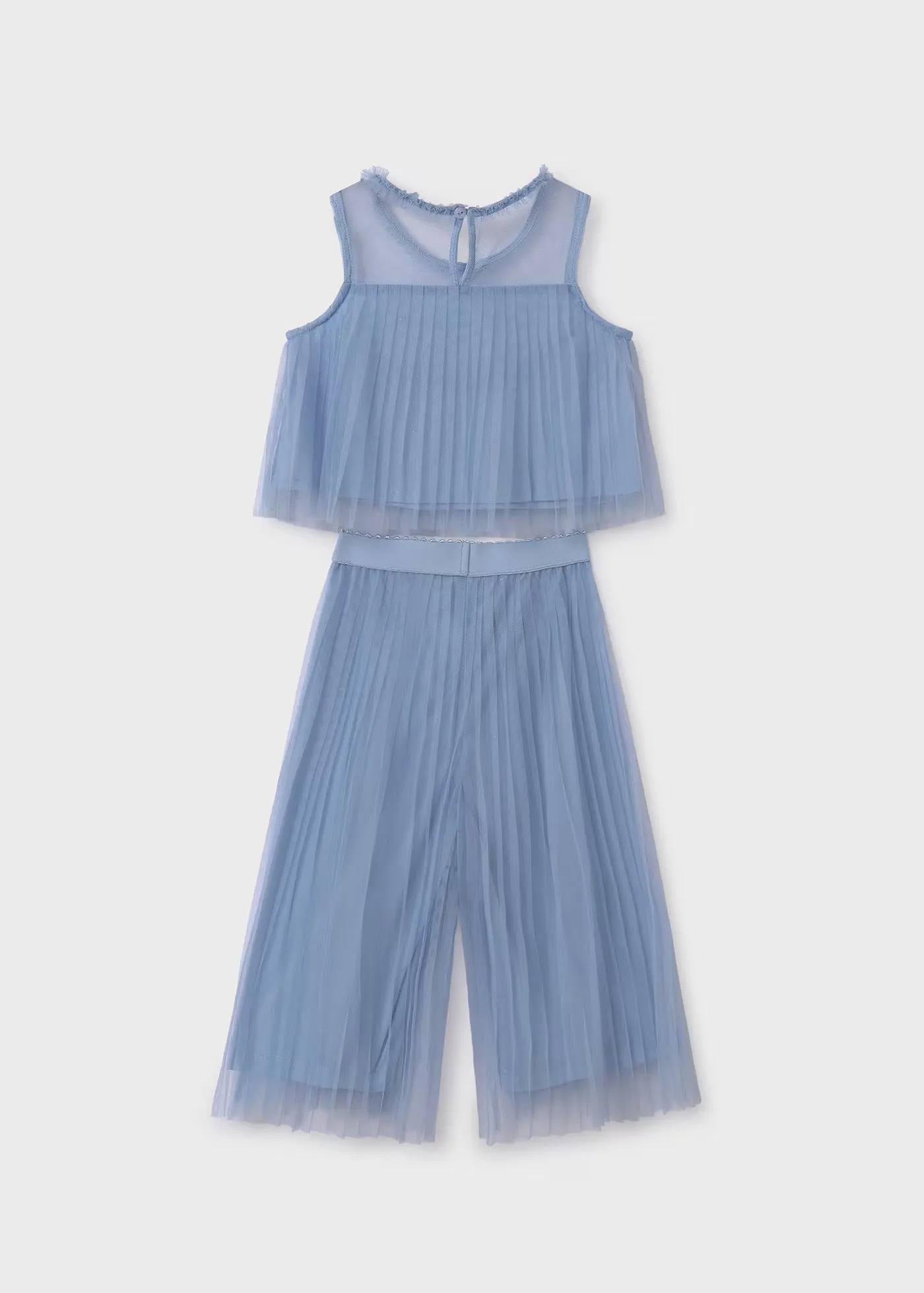 Pleated tulle pants set - Sky blue