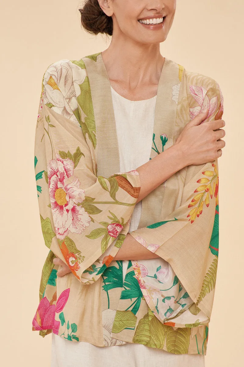 Powder Tropical Flora & Fauna Kimono Jacket - Coconut