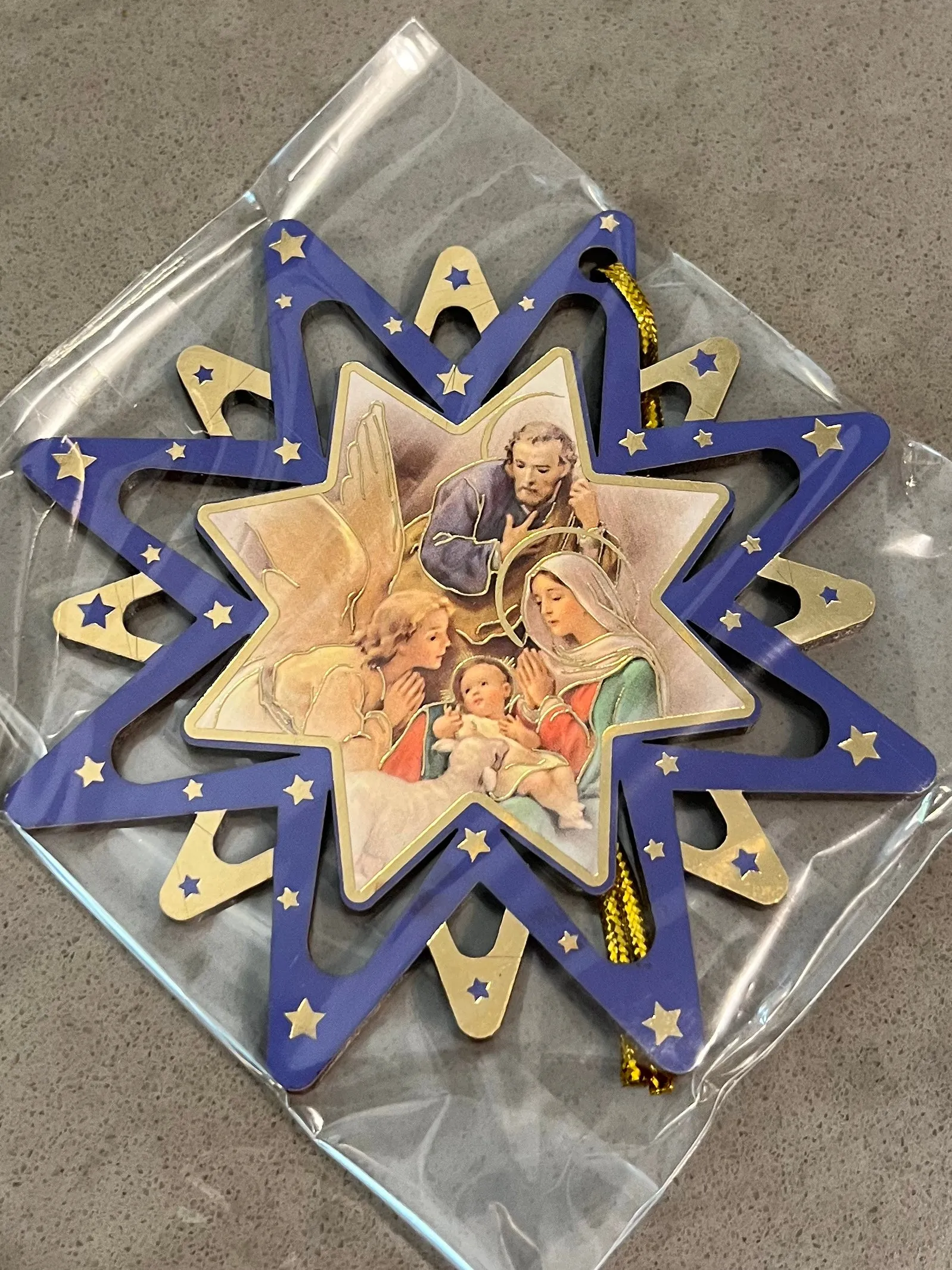 Products 4 Hanging Christmas Star Pierced Christmas Ornament with Guardian Angels (3 different styles to choose from)