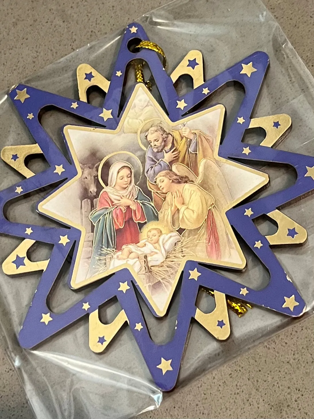 Products 4 Hanging Christmas Star Pierced Christmas Ornament with Guardian Angels (3 different styles to choose from)