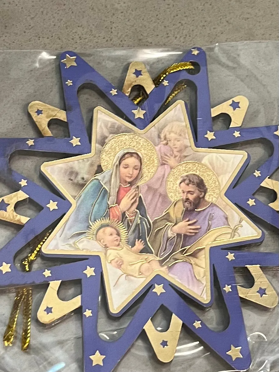 Products 4 Hanging Christmas Star Pierced Christmas Ornament with Guardian Angels (3 different styles to choose from)