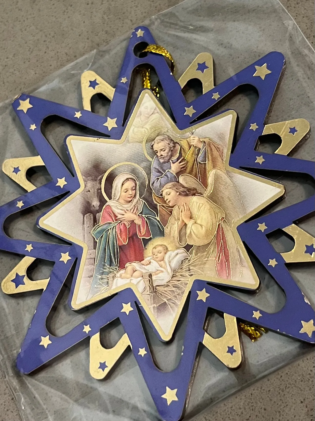 Products 4 Hanging Christmas Star Pierced Christmas Ornament with Guardian Angels (3 different styles to choose from)