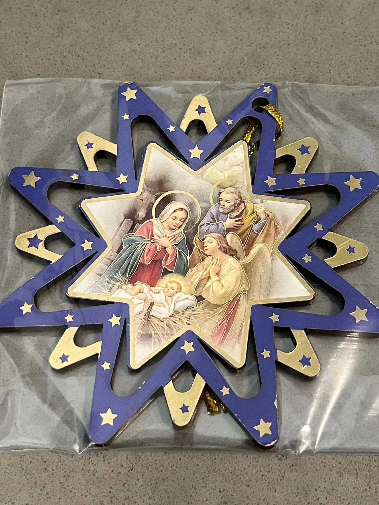 Products 4 Hanging Christmas Star Pierced Christmas Ornament with Guardian Angels (3 different styles to choose from)