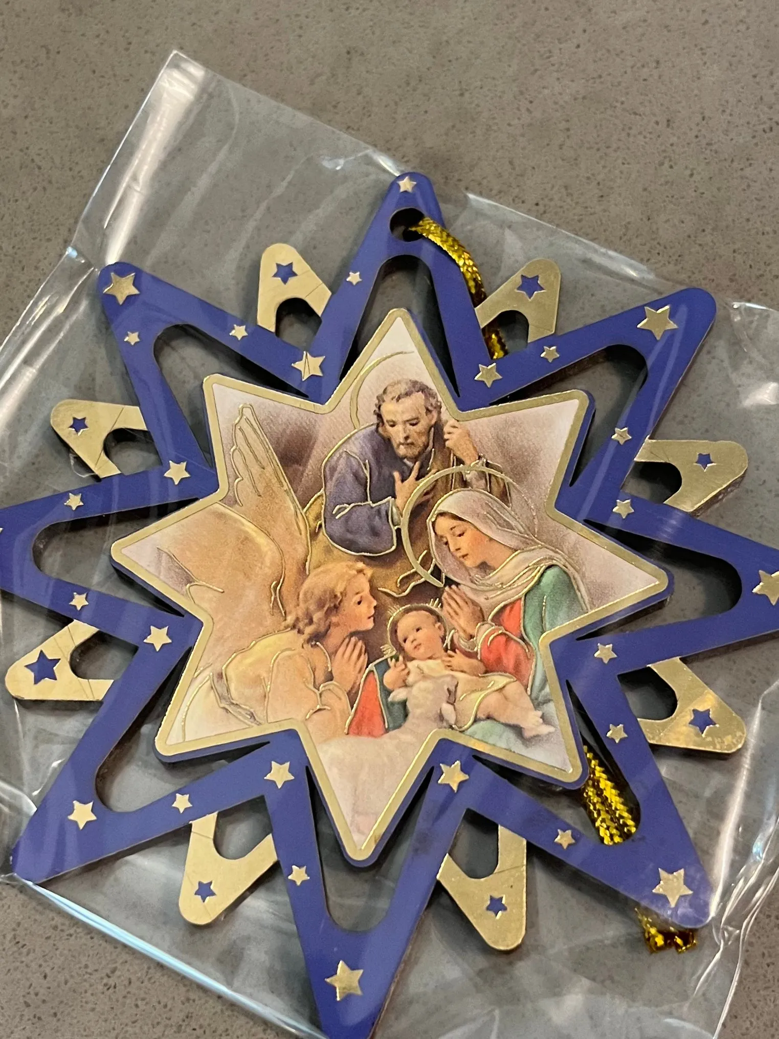 Products 4 Hanging Christmas Star Pierced Christmas Ornament with Guardian Angels (3 different styles to choose from)