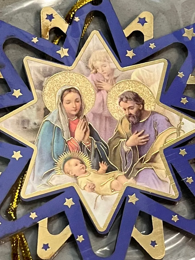 Products 4 Hanging Christmas Star Pierced Christmas Ornament with Guardian Angels (3 different styles to choose from)