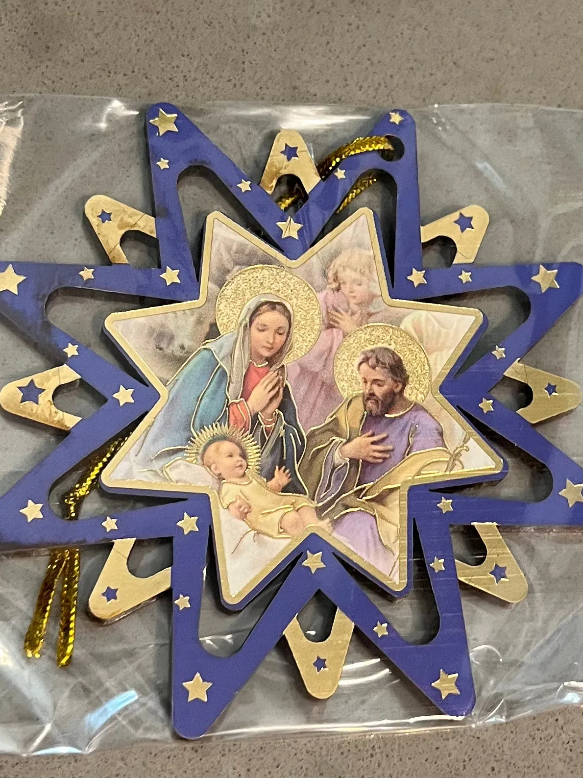 Products 4 Hanging Christmas Star Pierced Christmas Ornament with Guardian Angels (3 different styles to choose from)