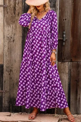 Purple Roses Boho Dress