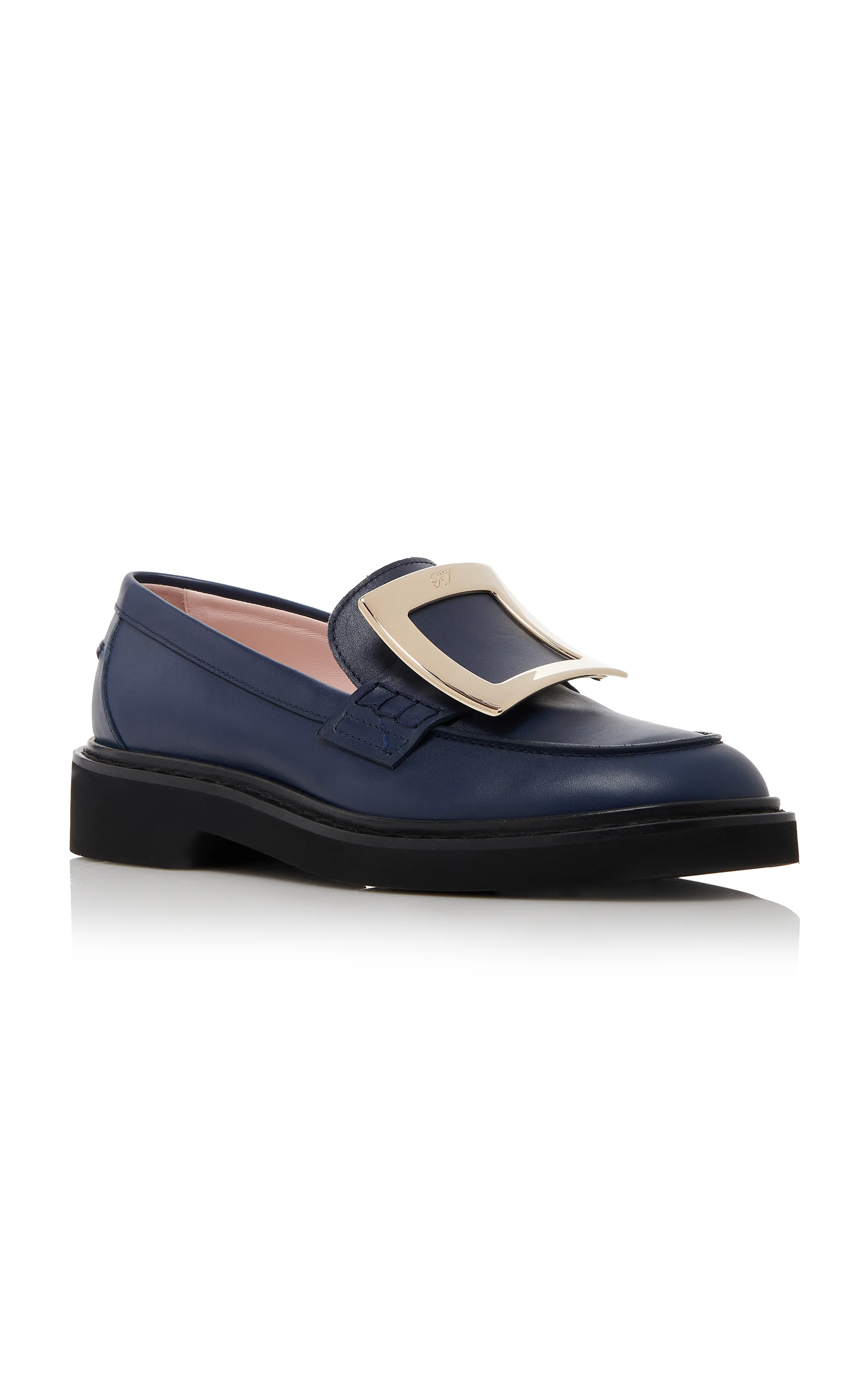 Roger Vivier Viv Rangers Buckle Leather Loafers