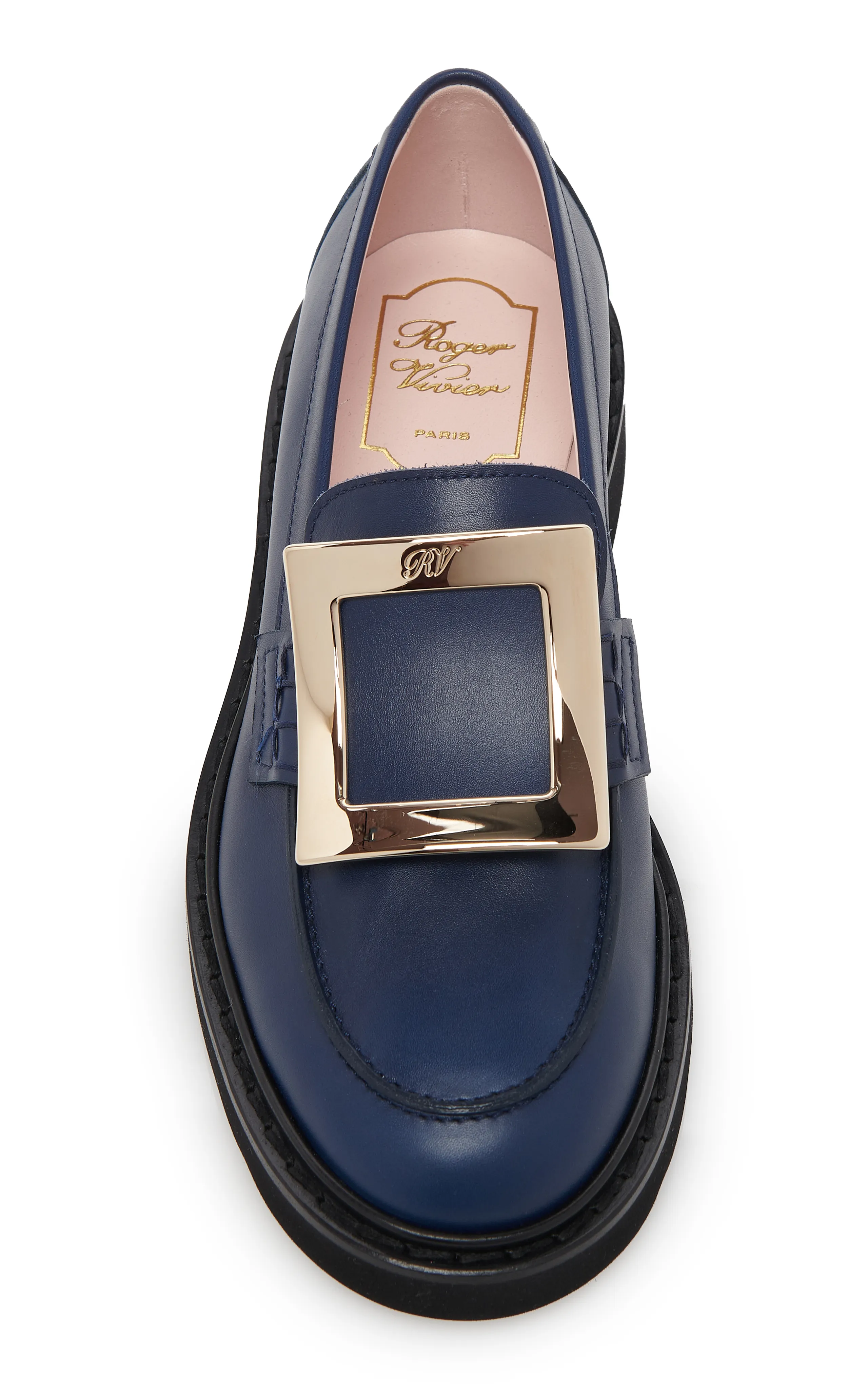 Roger Vivier Viv Rangers Buckle Leather Loafers