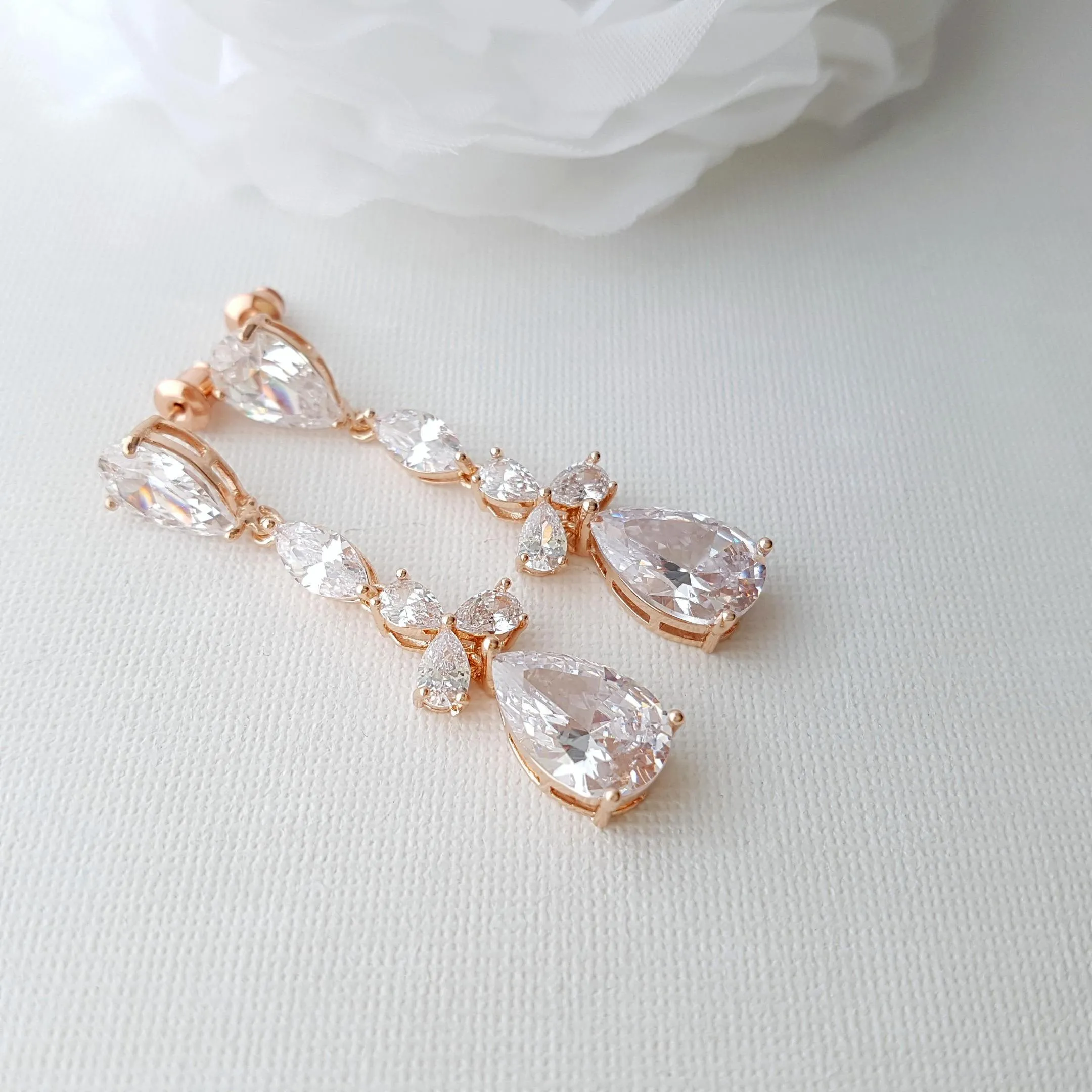 Rose Gold Drop Earrings-Adeline