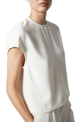 Saint Art Soraya Cap Sleeve Top in Ivory Crepe