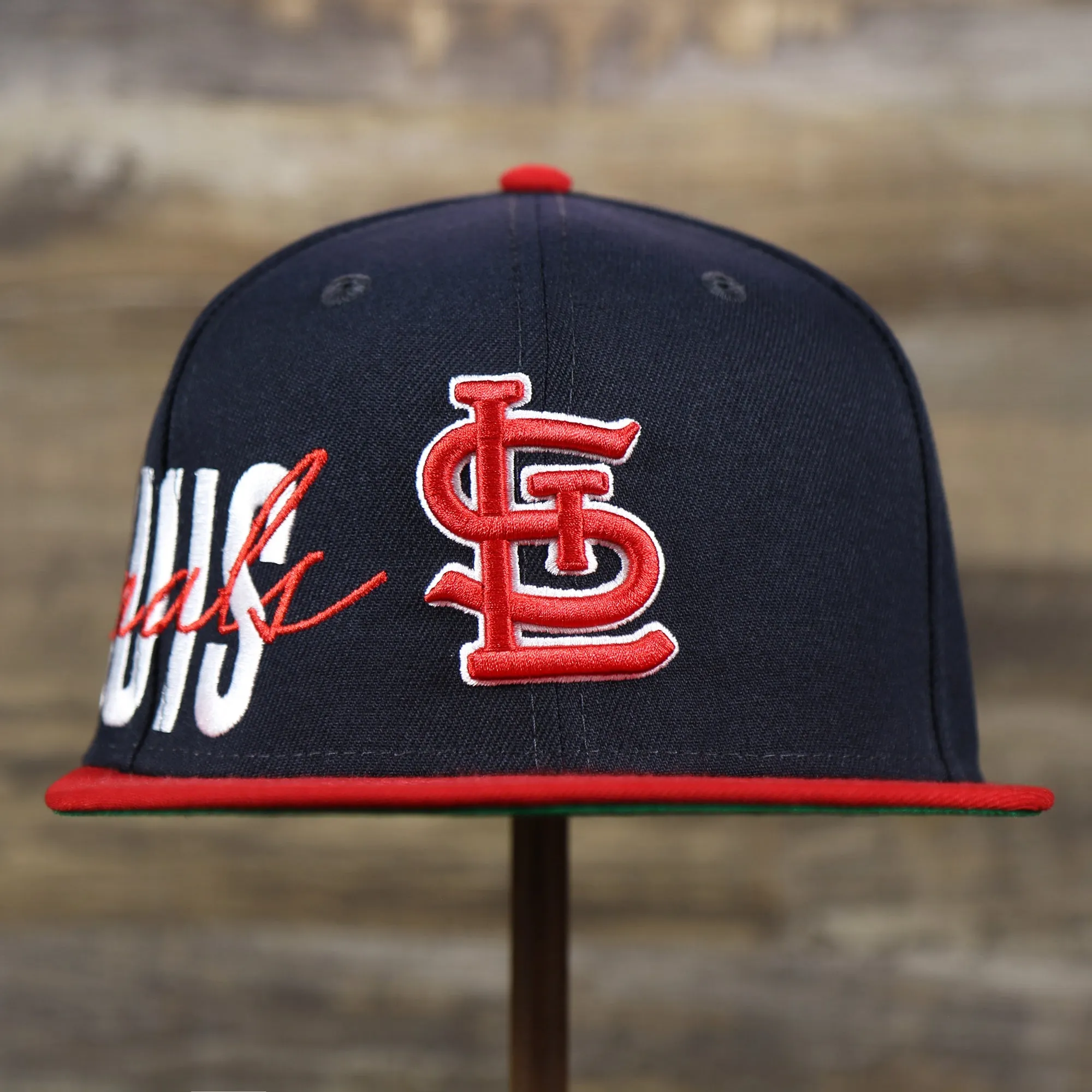 Saint Louis Cardinals MLB Side Font Green Bottom 9Fifty Snapback Cap | Black Snap Cap