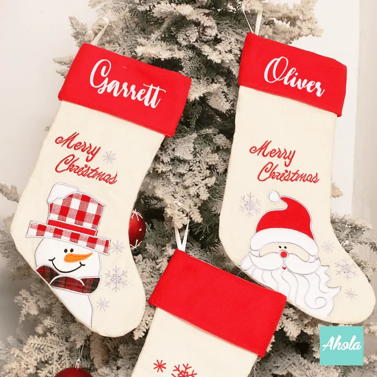 【Santa Snowman】Personalised Christmas Stocking with Accessories Set 印名可愛聖誕襪玩具飾品套裝