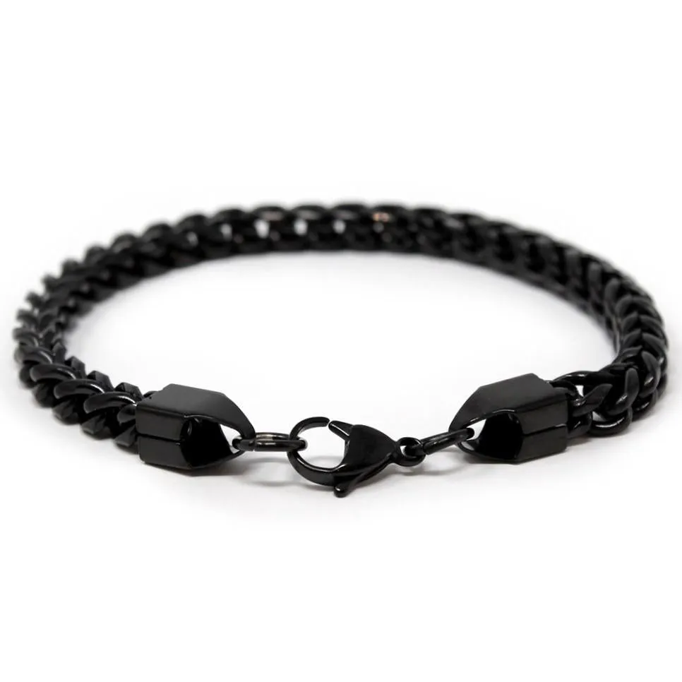 Stainless Steel Black Ion Plated Rounded Franco Chain Bracelet