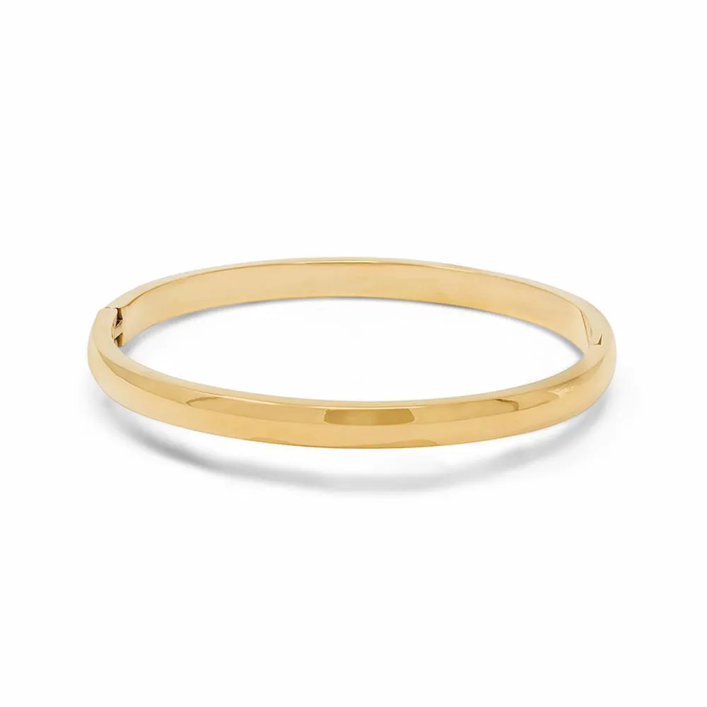 Stainless Steel Plain Hinged Bangle Gold Tone