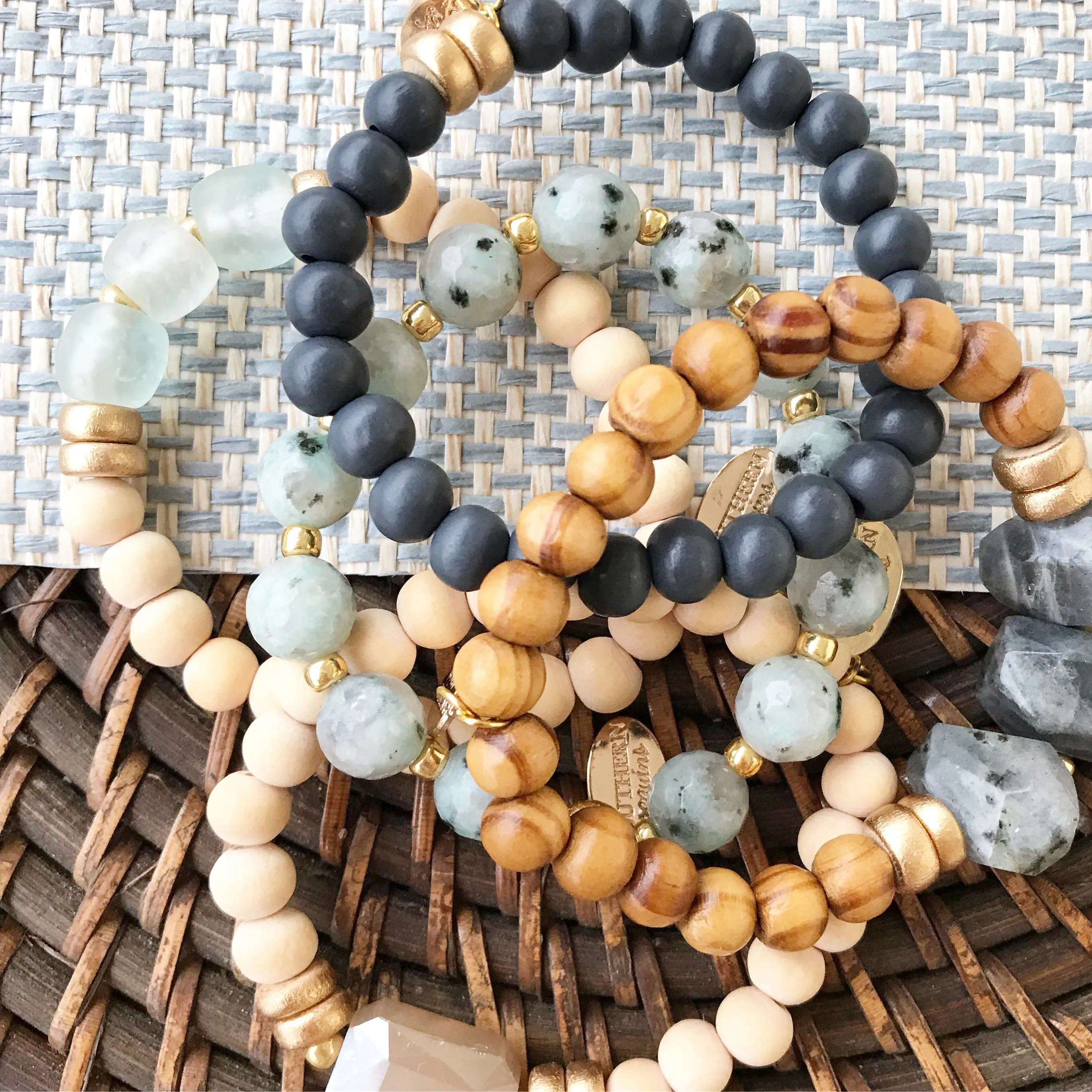 Stormy Skies Beaded Bracelet Stack