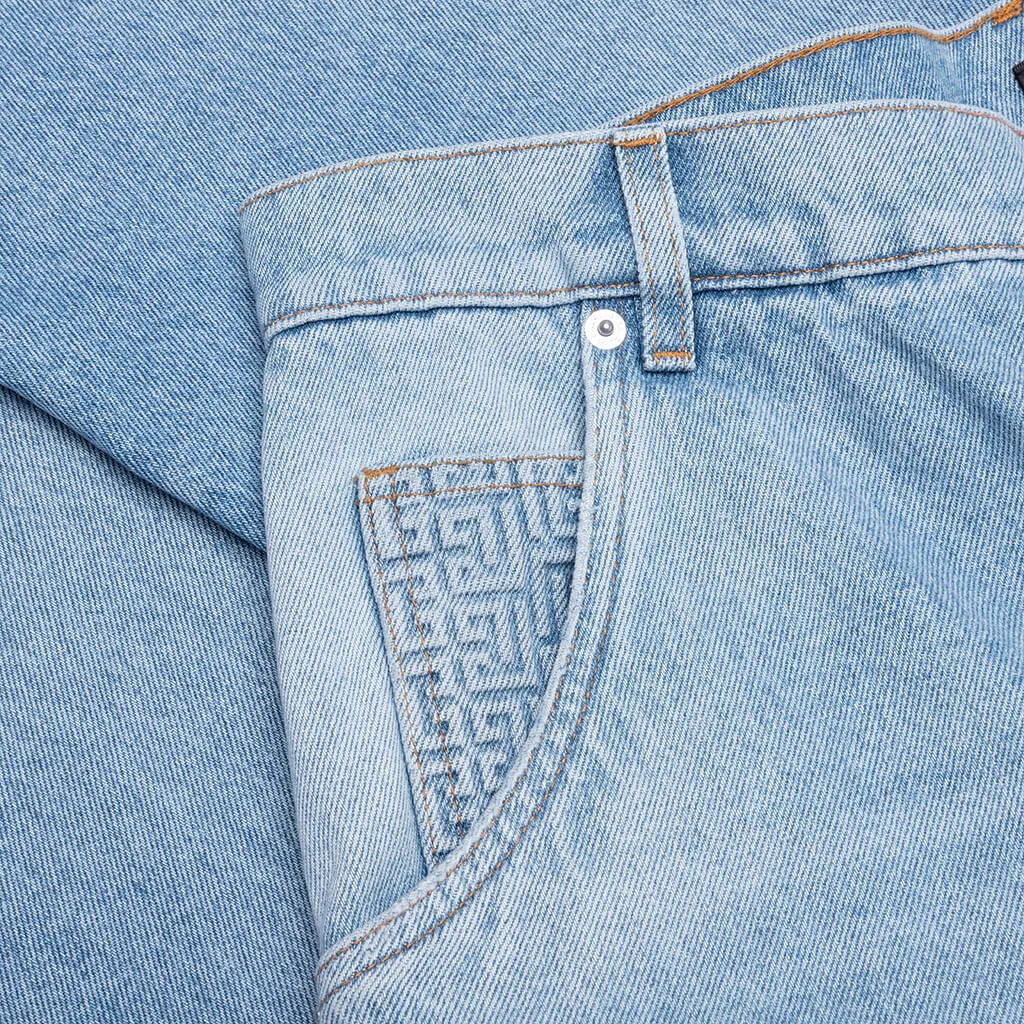 Straight Monogram Denim Pants - Blue