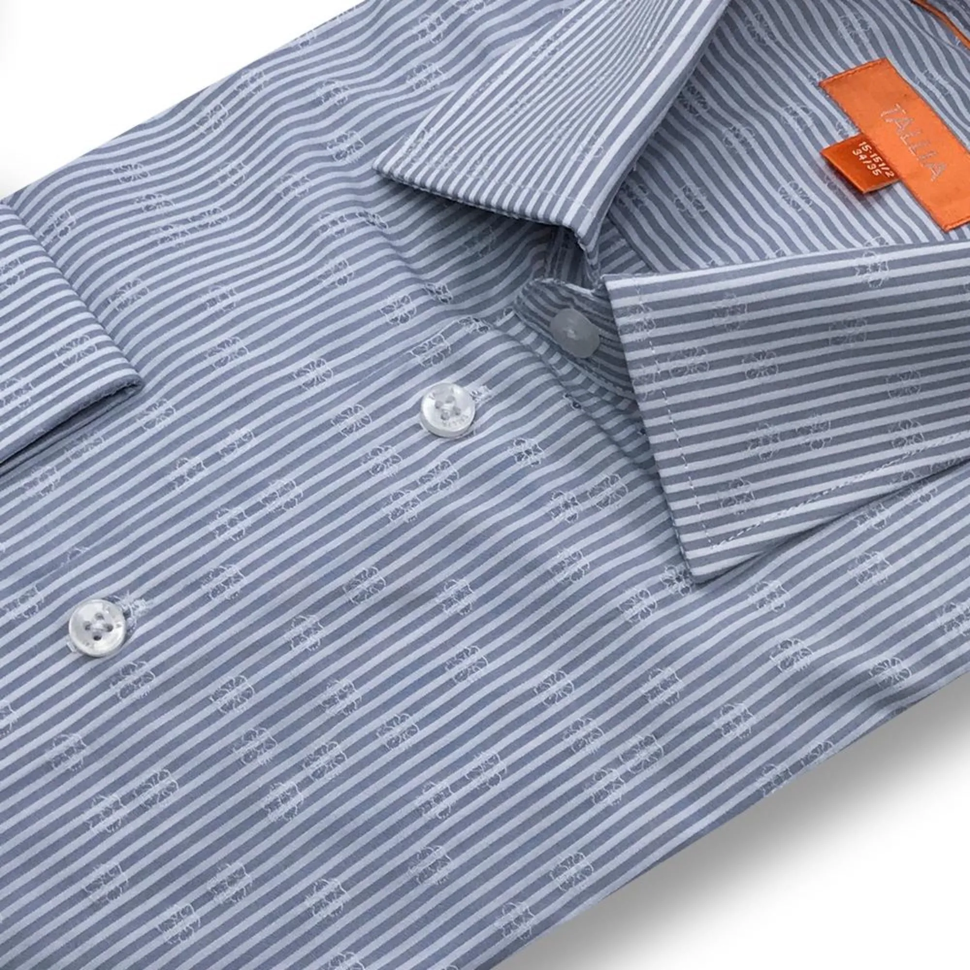 TALLIA ORANGE - MENS STRIPED JACQUARD DRESS SHIRT TRUE GREY