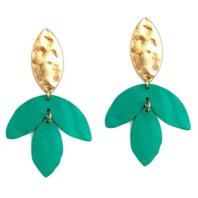 Teal Metal and Gold Earrings