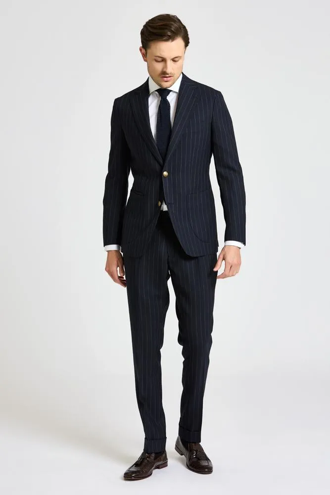 The Liam Suit - Navy Chalk Stripe Tropical Wool