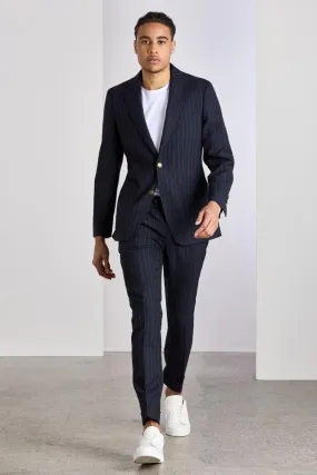 The Liam Suit - Navy Chalk Stripe Tropical Wool